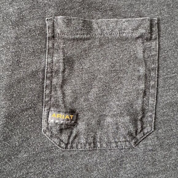 Ariat Rebar Men's Pocket Tee Crew Neck Short Sleeve Solid Cotton Gray Size 2XL - Picture 8 of 9